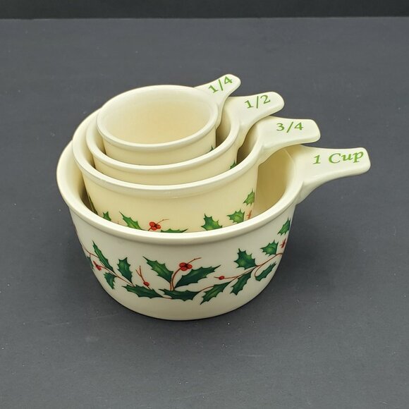 Lenox Holiday Measuring Cups Holly Berry Holly Berries Baking Cups - Picture 1 of 12